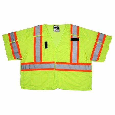 MCR SAFETY Garments, Class3, Surveyor, Lime, Silv/Orange X4 SURVCL3LX4